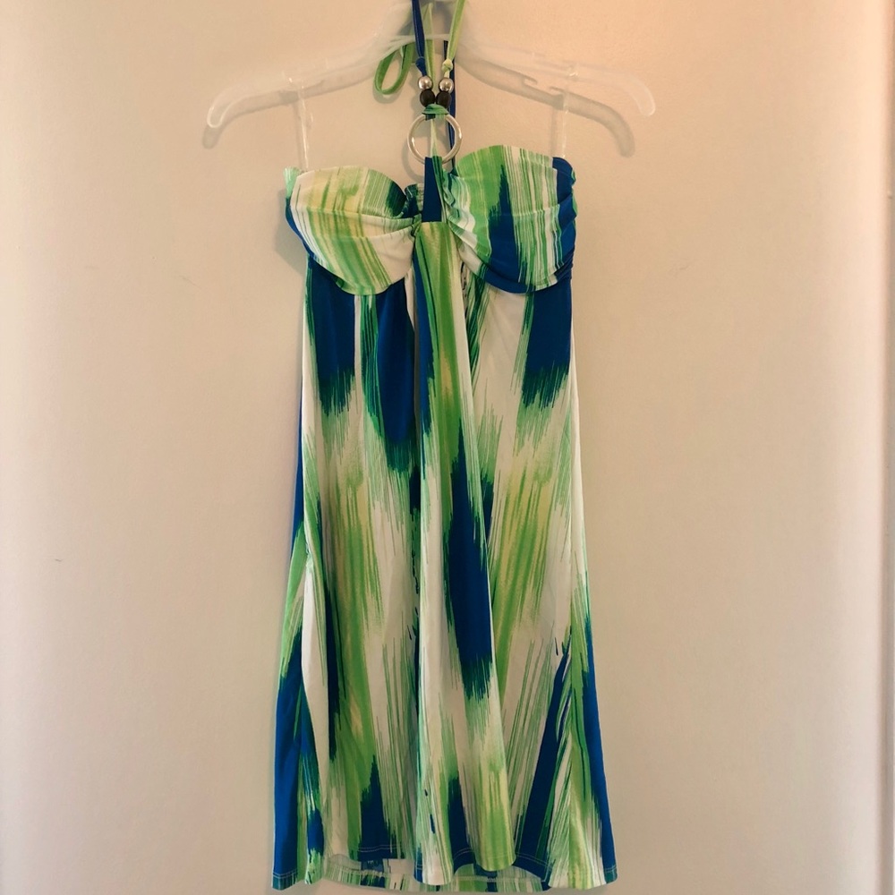 Women’s bright colored halter neck sun dress